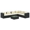 vidaXL Salon de jardin 7 pcs avec coussins R&eacute;sine tress&eacute;e Noir
