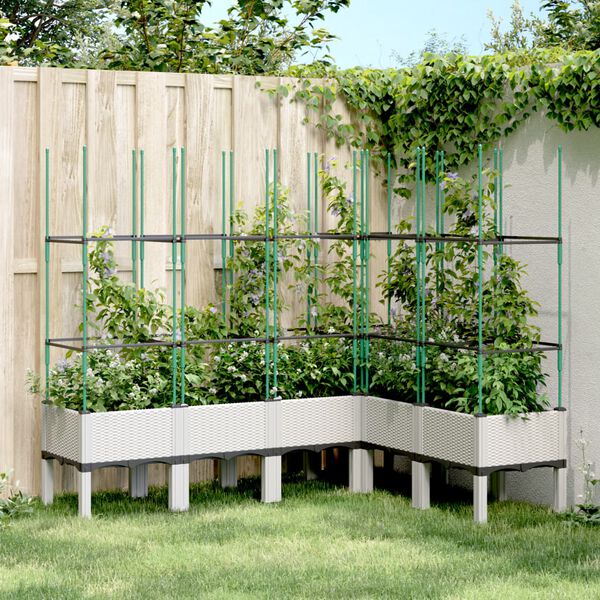vidaXL Jardini&egrave;re avec treillis blanc 160x120x142,5 cm PP