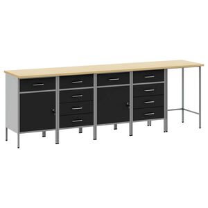 vidaXL Ensemble de placards de travail avec tiroir 5 pi&egrave;ces Noir