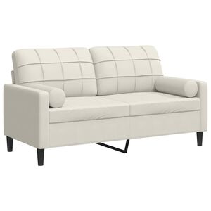 vidaXL Canap&eacute; 2 places avec oreillers d&eacute;coratifs cr&egrave;me 140 cm velours