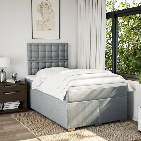vidaXL Sommier &agrave; lattes de lit avec matelas Gris clair 120x200cm Tissu