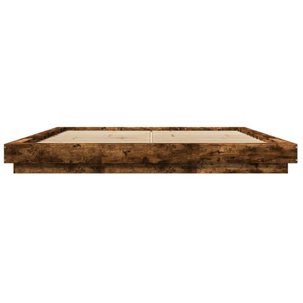 vidaXL Cadre de lit sans matelas ch&ecirc;ne fum&eacute; 200x200 cm