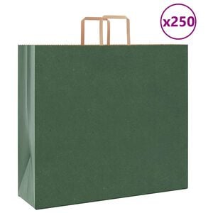 vidaXL Sacs en papier 250 pcs avec poign&eacute;es vert 54x15x49 cm