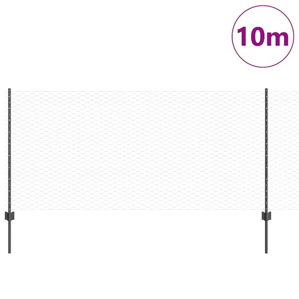 vidaXL Cl&ocirc;ture avec poteau Gris 1 x 10 m Acier et PVC