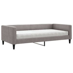 vidaXL Lit de jour avec matelas taupe 100x200 cm tissu