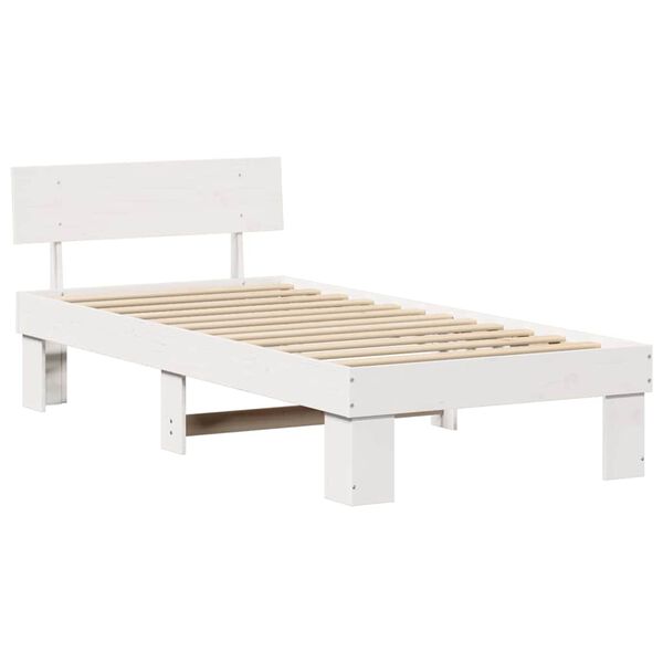 vidaXL Cadre de lit avec t&ecirc;te de lit Blanc 75 x 190 cm Pin massif