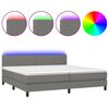 vidaXL Sommier &agrave; lattes de lit et matelas et LED Gris fonc&eacute; 200x200 cm
