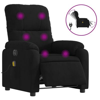 vidaXL Fauteuil inclinable de massage électrique noir tissu microfibre