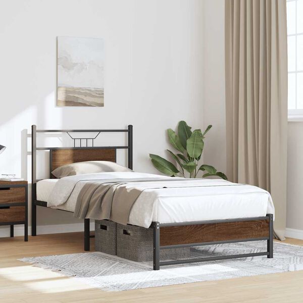 vidaXL Cadre de lit sans matelas ch&ecirc;ne marron 90x200cm bois ing&eacute;nierie