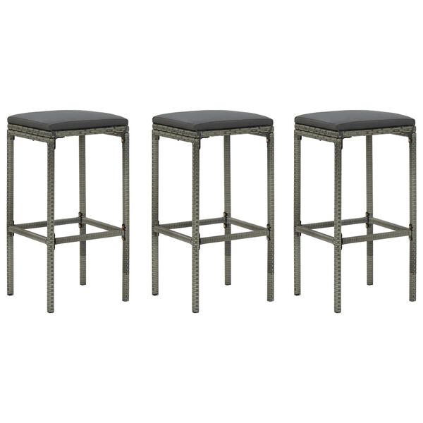 vidaXL Ensemble de bar de jardin avec coussins 4 pcs Gris