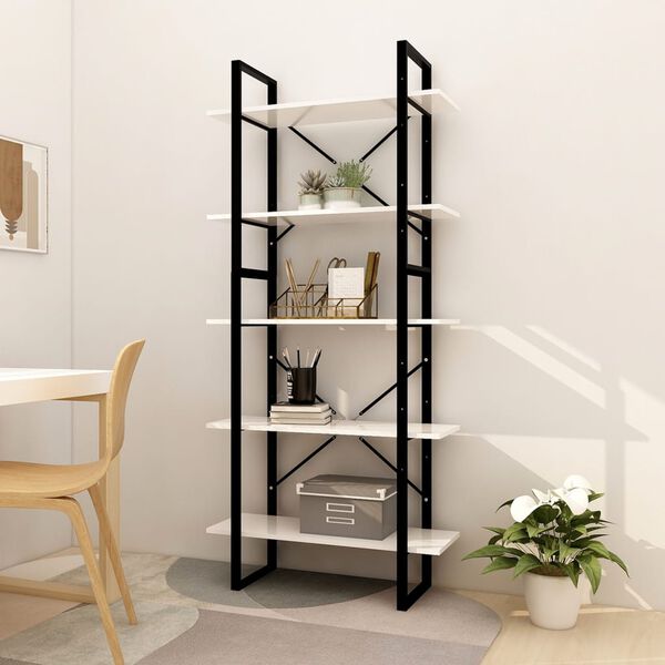 vidaXL Biblioth&egrave;que &agrave; 5 niveaux Blanc 80x30x175 cm Bois d'ing&eacute;nierie
