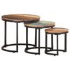 vidaXL Tables d'appoint 3 pcs Bois de r&eacute;cup&eacute;ration massif