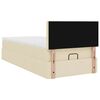 vidaXL Lit ottoman avec matelas et LED cr&egrave;me 90x200 cm tissu