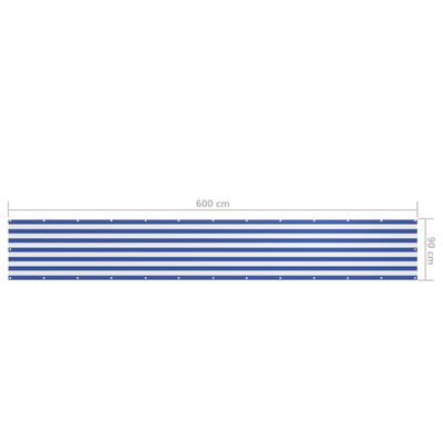 vidaXL Écran de balcon Blanc et bleu 90x600 cm Tissu Oxford