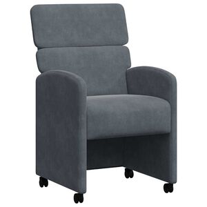 vidaXL Chaises de Salle &agrave; Manger avec Roues 2 pc Velours Gris fonc&eacute;