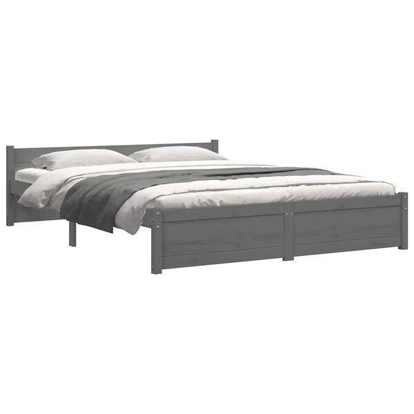 vidaXL Cadre de lit sans matelas gris bois massif 135x190 cm