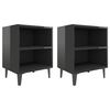 vidaXL Tables de chevet pieds en m&eacute;tal 2 pcs noir brillant 40x30x50 cm