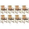 vidaXL Chaises de jardin avec coussins lot de 8 Bois d'acacia solide