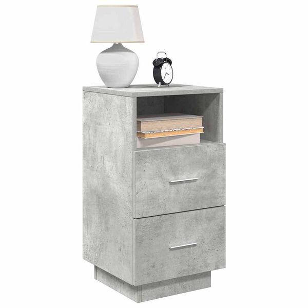 vidaXL Table de chevet avec 2 tiroirs gris b&eacute;ton 36x36x68 cm