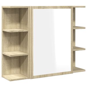 vidaXL Armoire &agrave; miroir de bain Ch&ecirc;ne sonoma 80x20,5x64 cm Agglom&eacute;r&eacute;