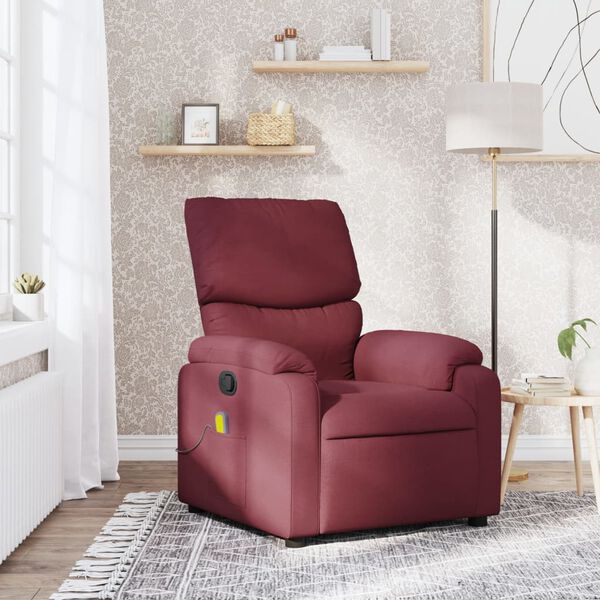 vidaXL Fauteuil de massage inclinable Rouge bordeaux Tissu