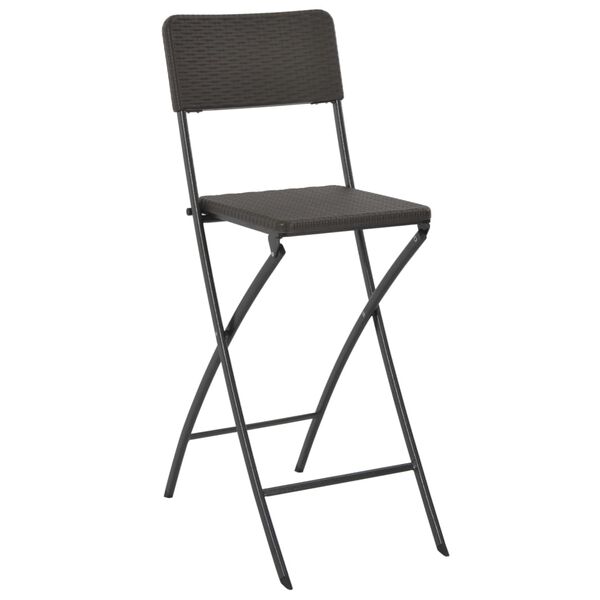 vidaXL Chaise de bar pliable lot de 2 PEHD et acier Aspect de rotin