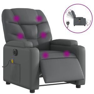 vidaXL Fauteuil de massage inclinable &eacute;lectrique gris similicuir