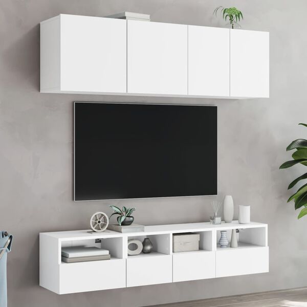 vidaXL Unit&eacute;s murales TV 5 pcs blanc bois d'ing&eacute;nierie