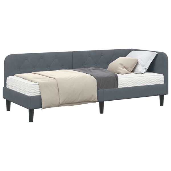 vidaXL Cadre de lit d'angle Gris fonc&eacute; 80 x 200 cm Velours