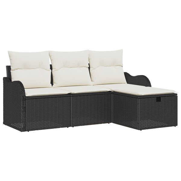 vidaXL Ensemble de canap&eacute; de jardin avec coussin 4 pcs Poly rotin