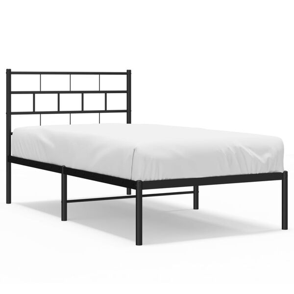 vidaXL Cadre de lit m&eacute;tal sans matelas avec t&ecirc;te de lit noir 90x190 cm