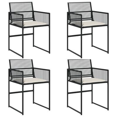 vidaXL Chaises de jardin lot de 4 avec coussins noir résine tressée