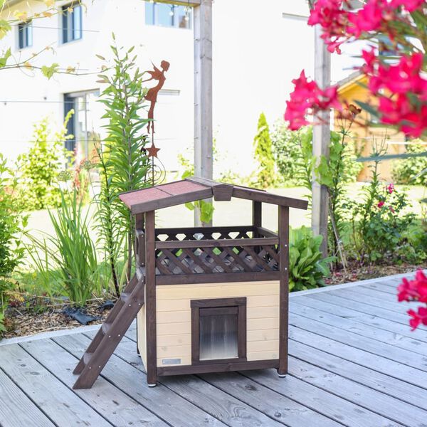 Kerbl Maison à chat chauffée 4-saisons Deluxe 88x57x77 cm Marron foncé