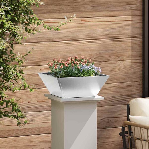 vidaXL Cache-pot de jardin Argent 40 x 40 x 15 cm Acier inoxydable