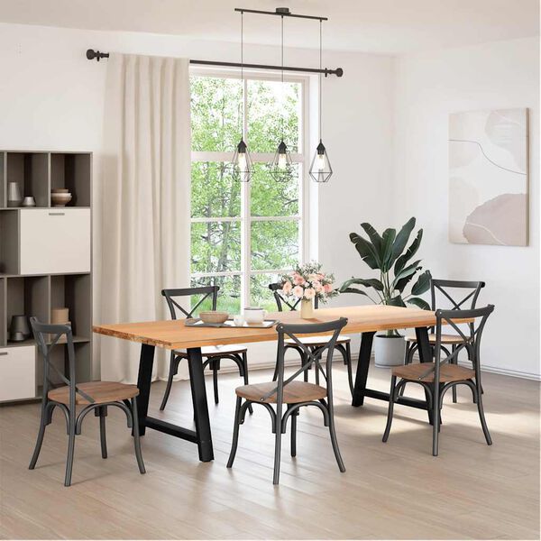 vidaXL Pieds de table &agrave; manger en forme de A, 2 pi&egrave;ces, noir, 90 x (72-73) cm, acier
