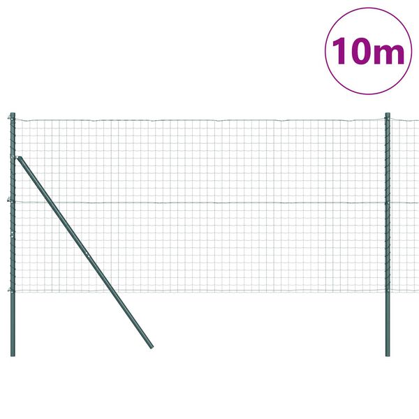 vidaXL Cl&ocirc;ture avec poteau Vert 1,4 x 10 m Acier et PVC