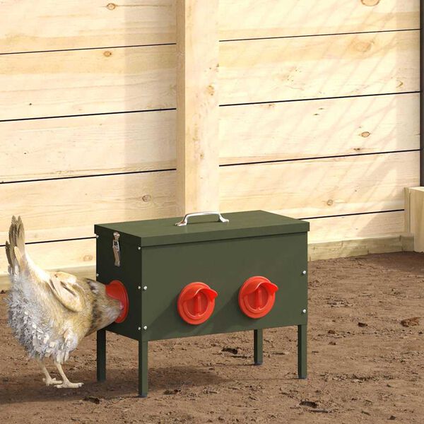 vidaXL Mangeoire pour poules Vert olive 41,5 x 20,5 x 33 cm