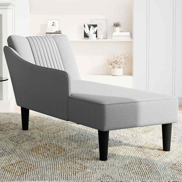 vidaXL Fauteuil long avec accoudoir droit gris clair tissu