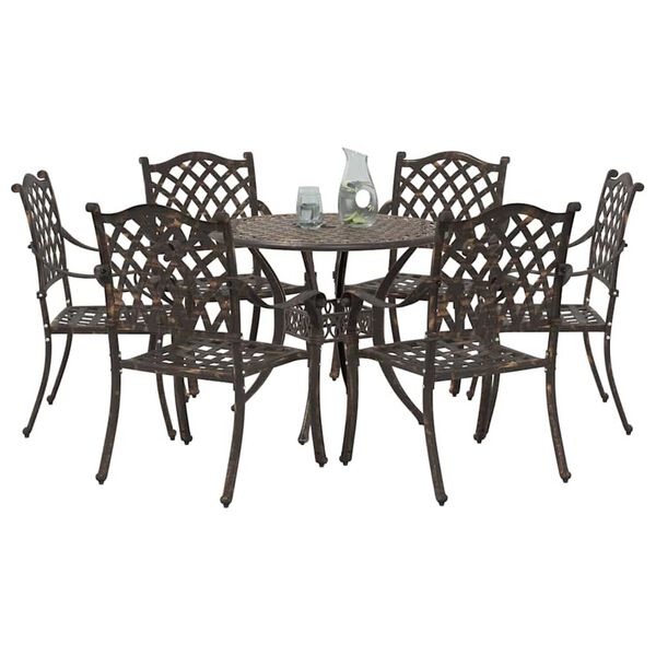 vidaXL Ensemble de salle &agrave; manger pour jardin 7 pcs Bronze
