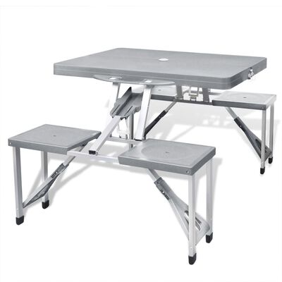 vidaXL Ensemble de table pliable de camping avec 4 tabourets aluminium