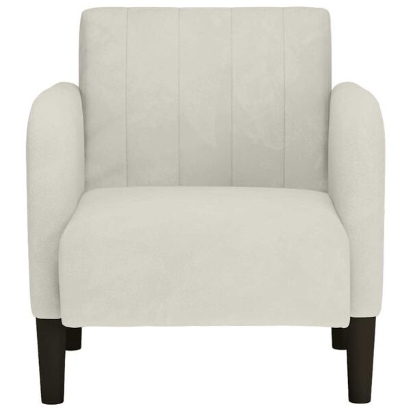 vidaXL Fauteuil avec accoudoirs cr&egrave;me 54 cm velours