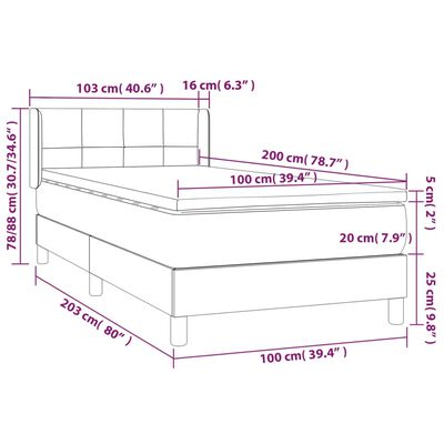 vidaXL Sommier à lattes de lit avec matelas Gris clair 100x200cm Tissu