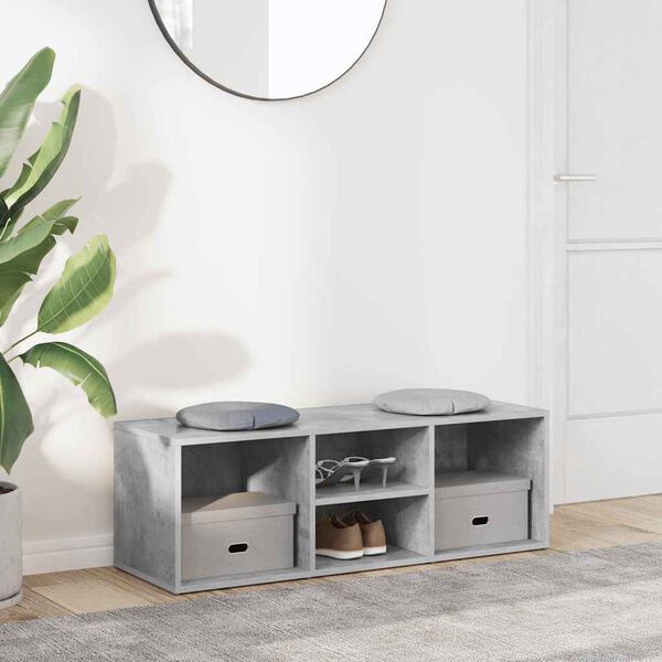 vidaXL Banc &agrave; chaussures Gris b&eacute;ton 105x35x35 cm Agglom&eacute;r&eacute;