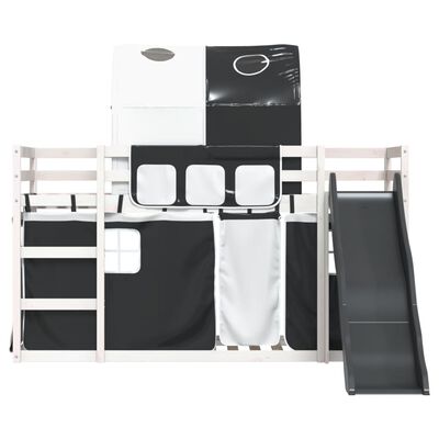 vidaXL Lit superposé sans matelas avec toboggan blanc noir 90x200 cm