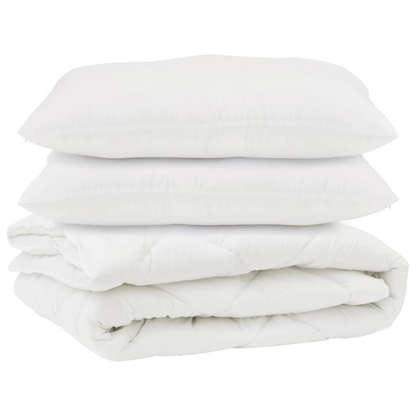 vidaXL Couette avec oreiller 3 pcs Blanc Microfibre