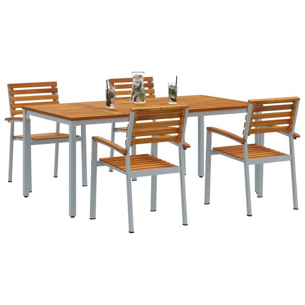 vidaXL Ensemble de salle &agrave; manger pour jardin 5 pcs Gris