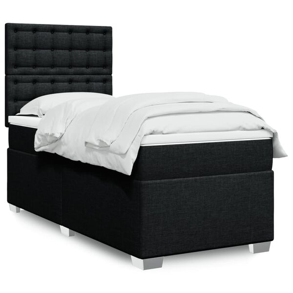 vidaXL Sommier &agrave; lattes de lit et matelas Noir 80x200 cm Tissu