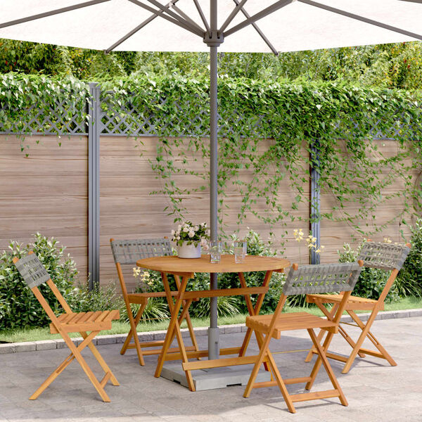 vidaXL Ensemble &agrave; manger de jardin 5 pcs r&eacute;sine tress&eacute;e et bois massif