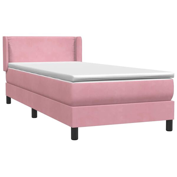 vidaXL Sommier &agrave; lattes de lit avec matelas rose 90x220 cm velours