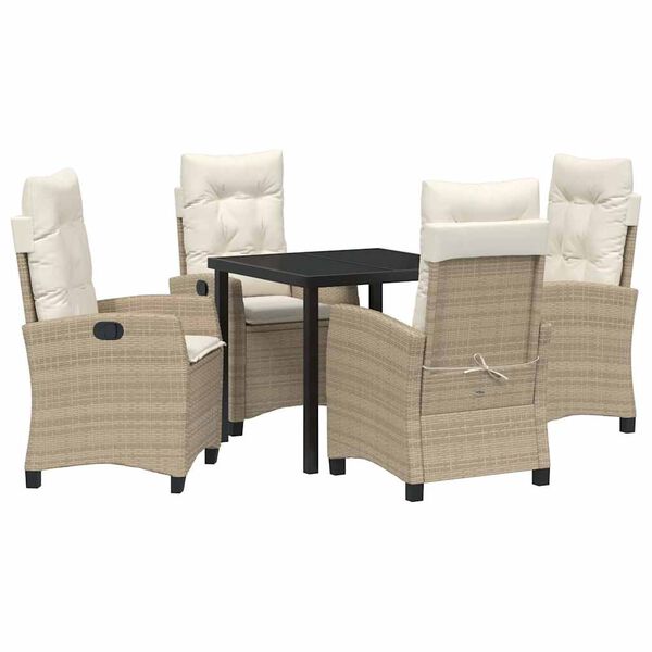 vidaXL Ensemble de salle &agrave; manger pour jardin 5 pcs Beige polyrotin